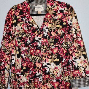 Christopher &‎ Banks Floral Casual Button up Jacket Cotton Women’s Size 1X